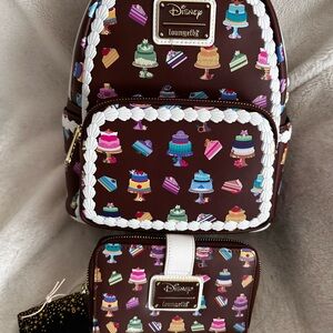 Disney Princess Dessert Cakes Loungefly Mini Backpack and Wallet Set: NWT